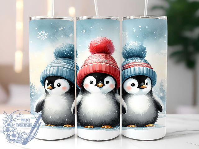 Christmas Penguin Tumbler, Winter Snow Design, 20oz Tumbler Wrap, Holiday Sublimation PNG, Cute Penguin Decor, Festive Drinkware, Winter Wildlife Gift Sublimation ToriDesigns 