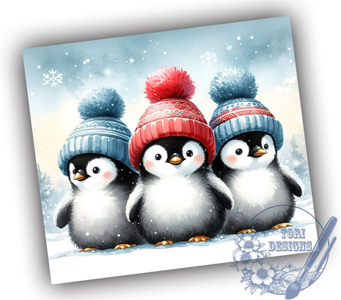 Christmas Penguin Tumbler, Winter Snow Design, 20oz Tumbler Wrap, Holiday Sublimation PNG, Cute Penguin Decor, Festive Drinkware, Winter Wildlife Gift Sublimation ToriDesigns 