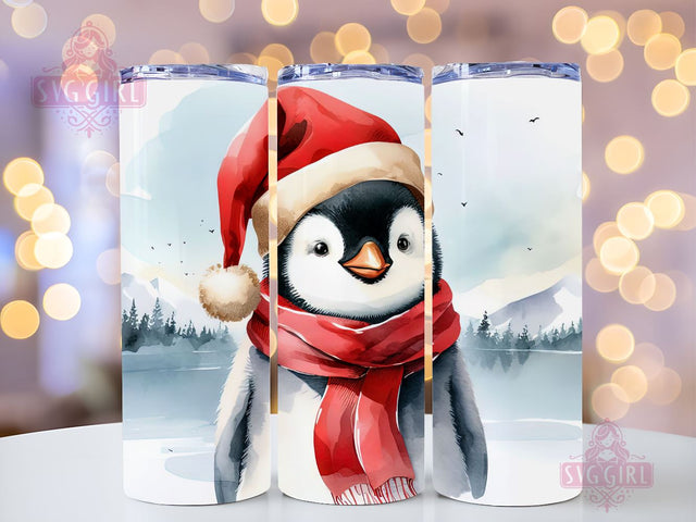 Christmas Penguin Tumbler Wrap, 20oz Skinny Sublimation Tumbler Designs, Penguin Sublimation Design, Christmas Tumbler Png Digital Downloads Sublimation SvggirlplusArt 