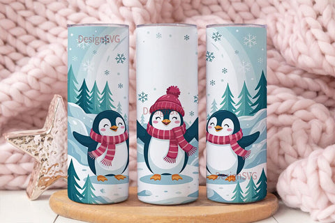 Christmas Penguins 20oz Tumbler Wrap Sublimation DesignSVG 