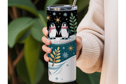 Christmas Penguins 20oz Tumbler Wrap Sublimation DesignSVG 