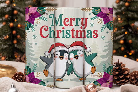 Christmas Penguins 20oz Tumbler Wrap Sublimation DesignSVG 