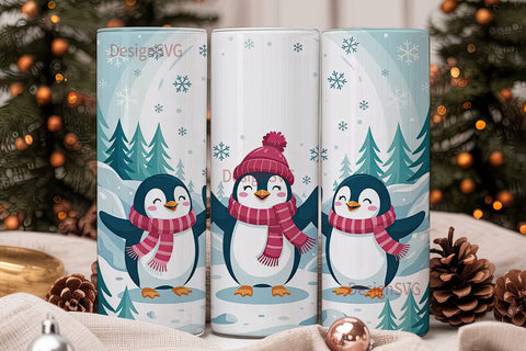 Christmas Penguins 20oz Tumbler Wrap Sublimation DesignSVG 