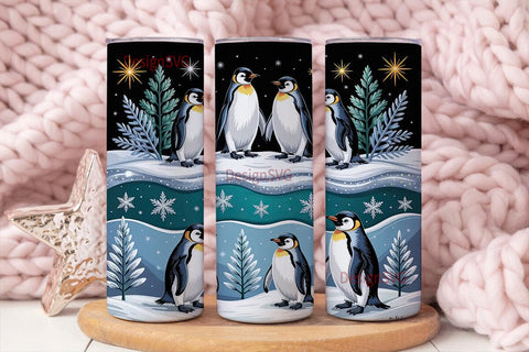 Christmas Penguins 20oz Tumbler Wrap Sublimation DesignSVG 