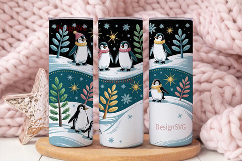 Christmas Penguins 20oz Tumbler Wrap Sublimation DesignSVG 