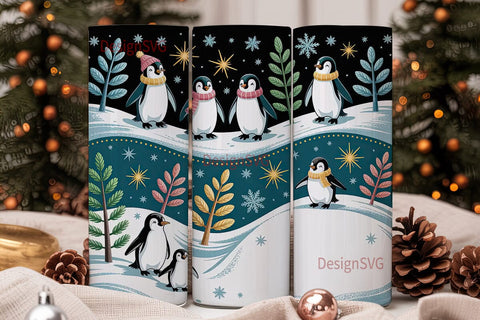 Christmas Penguins 20oz Tumbler Wrap Sublimation DesignSVG 