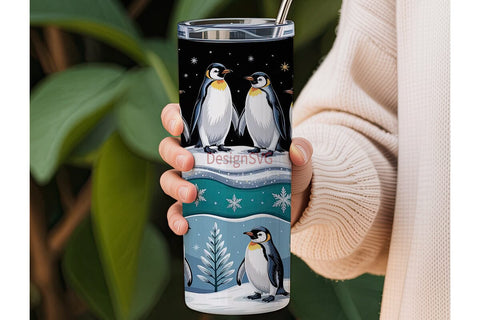 Christmas Penguins 20oz Tumbler Wrap Sublimation DesignSVG 