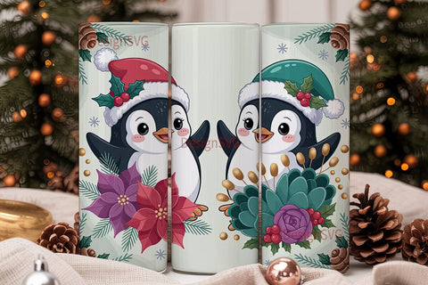 Christmas Penguins 20oz Tumbler Wrap Sublimation DesignSVG 