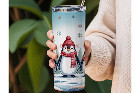 Christmas Penguins 20oz Tumbler Wrap Sublimation DesignSVG 