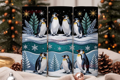 Christmas Penguins 20oz Tumbler Wrap Sublimation DesignSVG 