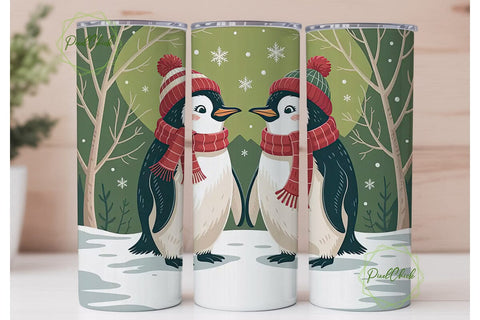 Christmas Penguins 20oz Tumbler Wrap Sublimation PixelChick 