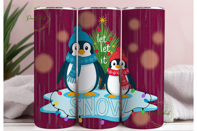 Christmas Penguins 20oz Tumbler Wrap Sublimation PixelChick 