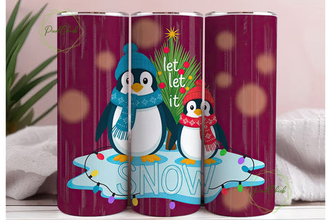 Christmas Penguins 20oz Tumbler Wrap Sublimation PixelChick 