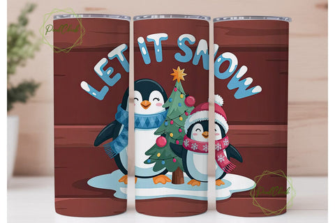 Christmas Penguins 20oz Tumbler Wrap Sublimation PixelChick 