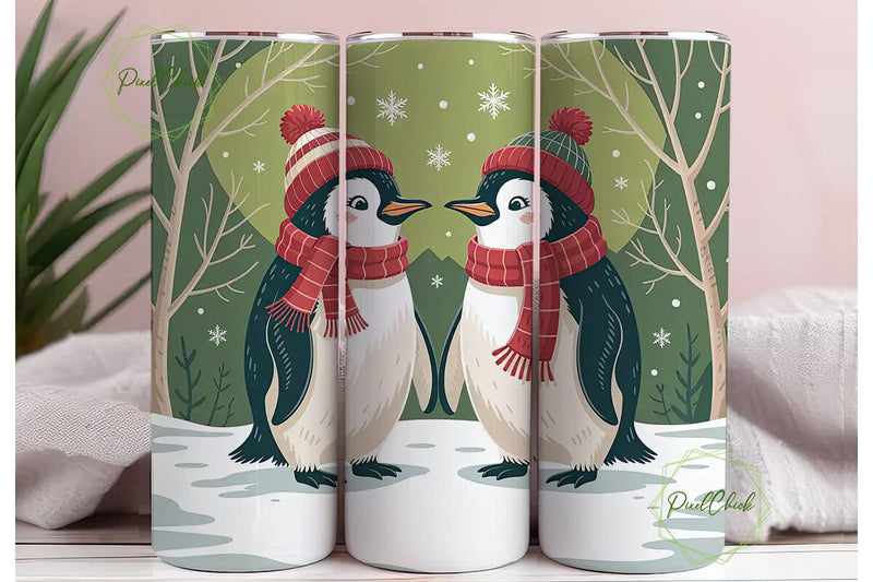Christmas Penguins 20oz Tumbler Wrap Sublimation PixelChick 