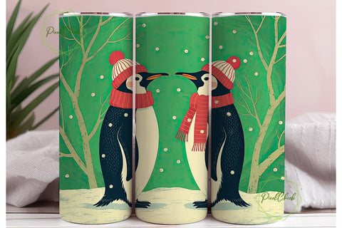 Christmas Penguins 20oz Tumbler Wrap Sublimation PixelChick 