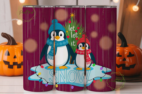Christmas Penguins 20oz Tumbler Wrap Sublimation PixelChick 