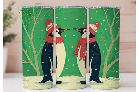 Christmas Penguins 20oz Tumbler Wrap Sublimation PixelChick 