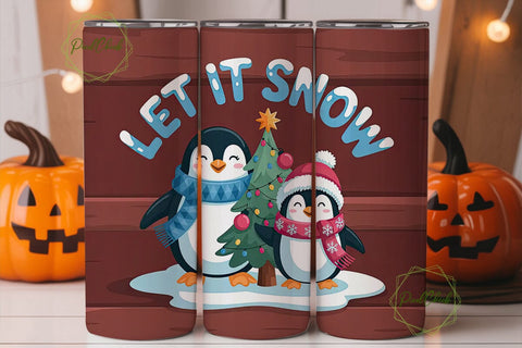 Christmas Penguins 20oz Tumbler Wrap Sublimation PixelChick 