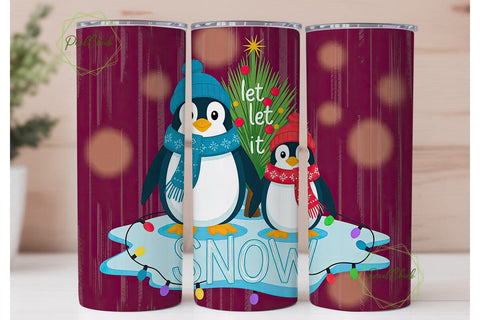 Christmas Penguins 20oz Tumbler Wrap Sublimation PixelChick 
