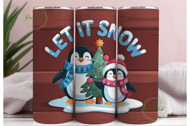 Christmas Penguins 20oz Tumbler Wrap Sublimation PixelChick 