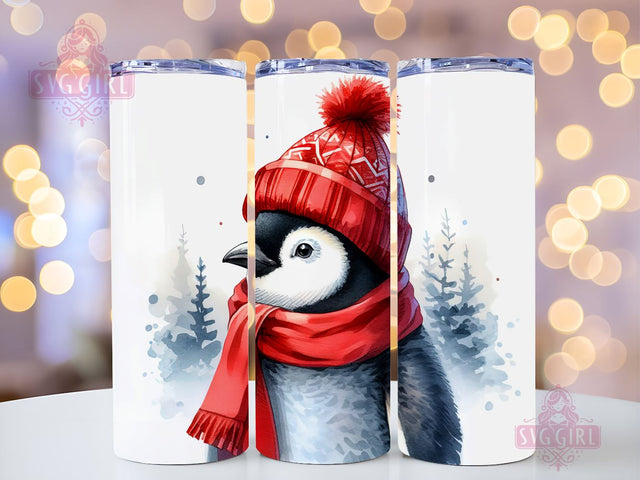 Christmas Penguins Tumbler Wrap, 20 oz Skinny Tumbler Sublimation PNG, Straight and Tapered Tumbler Wrap, Instant Digital Download Sublimation SvggirlplusArt 