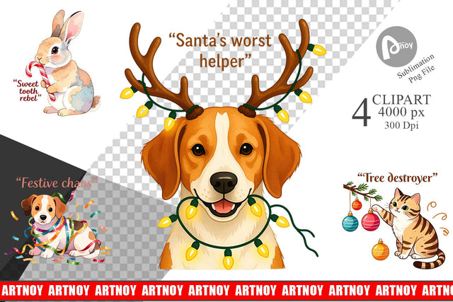 Christmas Pet Sarcasm Clipart Sublimation artnoy 