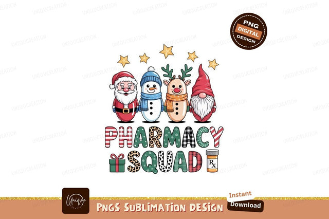 Christmas pharmacy squad characters santa snowman Sublimation Designangry 
