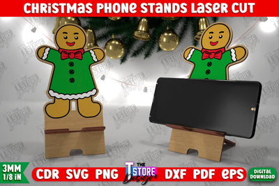 Christmas Phone Stand | Smartphone Table Stand | Phone Holder | Christmas Gift Idea | CNC File SVG The T Store Design 
