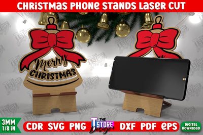 Christmas Phone Stand | Smartphone Table Stand | Phone Holder | Christmas Gift Idea | CNC File SVG The T Store Design 