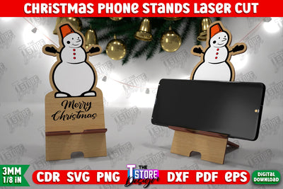 Christmas Phone Stand | Smartphone Table Stand | Phone Holder | Christmas Gift Idea | CNC File SVG The T Store Design 
