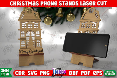 Christmas Phone Stand | Smartphone Table Stand | Phone Holder | Christmas Gift Idea | CNC File SVG The T Store Design 