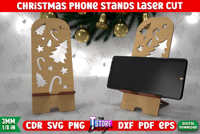 Christmas Phone Stand | Smartphone Table Stand | Phone Holder | Christmas Gift Idea | CNC File SVG The T Store Design 