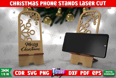 Christmas Phone Stand | Smartphone Table Stand | Phone Holder | Christmas Gift Idea | CNC File SVG The T Store Design 