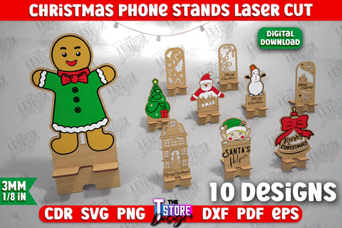 Christmas Phone Stands Bundle | Smartphone Table Stand | Phone Holder | Christmas Gift Idea | CNC Files SVG The T Store Design 