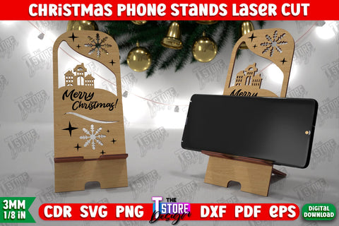 Christmas Phone Stands Bundle | Smartphone Table Stand | Phone Holder | Christmas Gift Idea | CNC Files SVG The T Store Design 