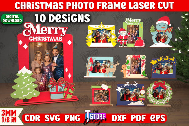 Christmas Photo Frame Bundle | Holiday Decorations | Home Decor | Gift Idea | CNC Files SVG The T Store Design 