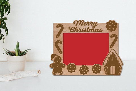Christmas Photo Frame Laser Engraving, Gingerbread SVG zafrans studio 