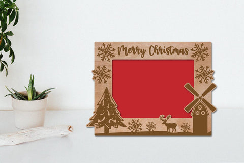 Christmas Photo Frame Laser Engraving SVG zafrans studio 