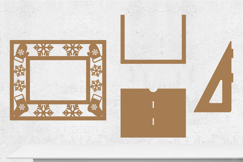Christmas Photo Frame Lasercut, Winter Photo Frame SVG zafrans studio 
