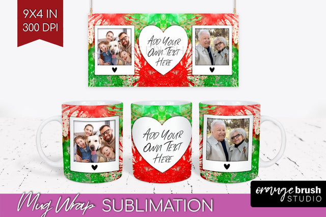 Christmas Photo Frame Mug Wrap - Tie Dye Mug Sublimation Sublimation OrangeBrushStudio 