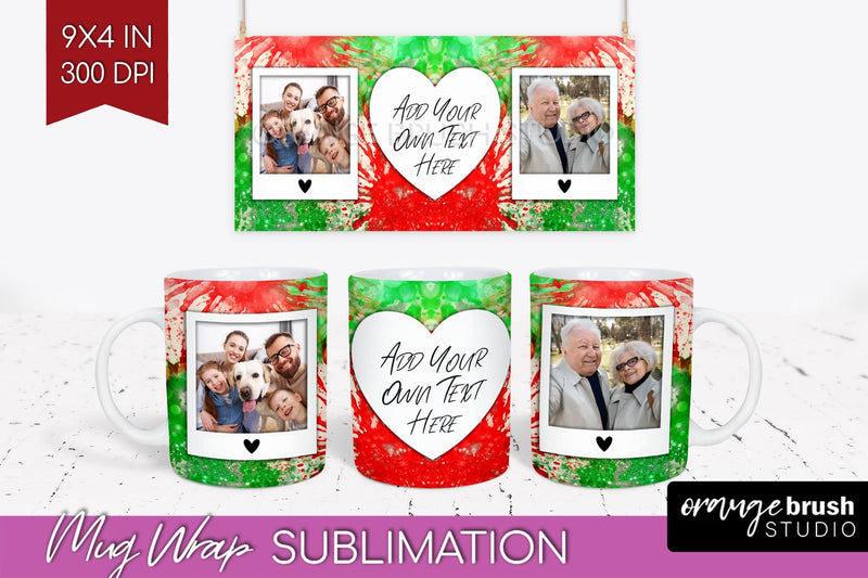 Christmas Photo Frame Mug Wrap - Tie Dye Mug Sublimation Sublimation OrangeBrushStudio 