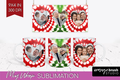 Christmas Photo Frame Mug Wrap - Tie Dye Mug Sublimation Sublimation OrangeBrushStudio 