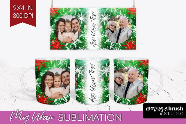 Christmas Photo Frame Mug Wrap - Tie Dye Mug Sublimation Sublimation OrangeBrushStudio 