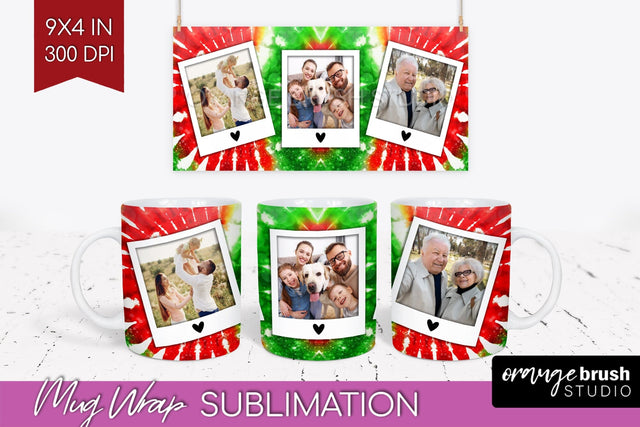 Christmas Photo Frame Mug Wrap - Tie Dye Mug Sublimation Sublimation OrangeBrushStudio 