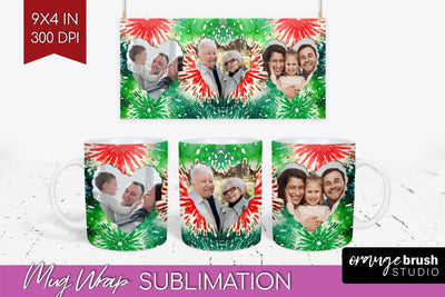 Christmas Photo Frame Mug Wrap - Tie Dye Mug Sublimation Sublimation OrangeBrushStudio 