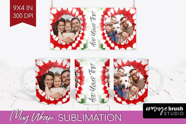 Christmas Photo Frame Mug Wrap - Tie Dye Mug Sublimation Sublimation OrangeBrushStudio 