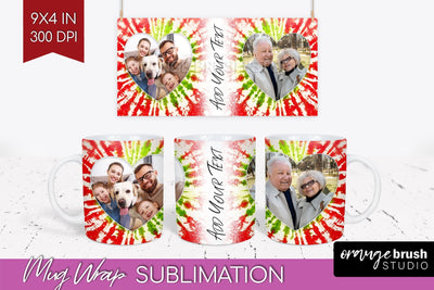 Christmas Photo Frame Mug Wrap - Tie Dye Mug Sublimation Sublimation OrangeBrushStudio 