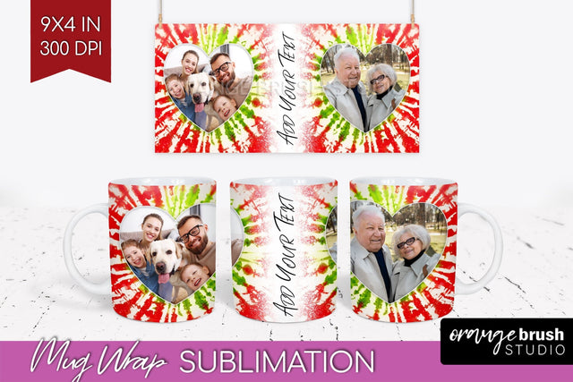 Christmas Photo Frame Mug Wrap - Tie Dye Mug Sublimation Sublimation OrangeBrushStudio 