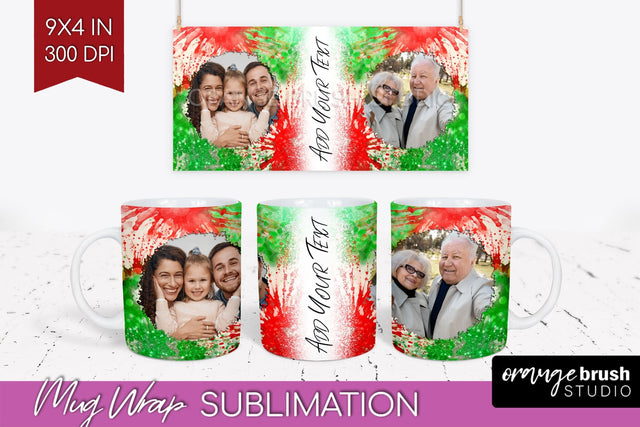 Christmas Photo Frame Mug Wrap - Tie Dye Mug Sublimation Sublimation OrangeBrushStudio 